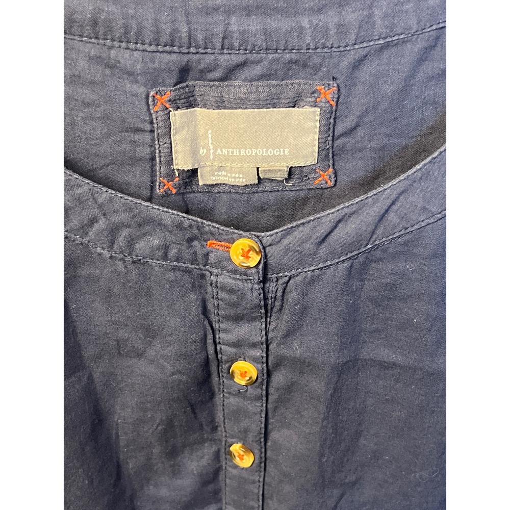 Waffle Texture Button-Front Navy Tunic Top - Picture 8 of 9